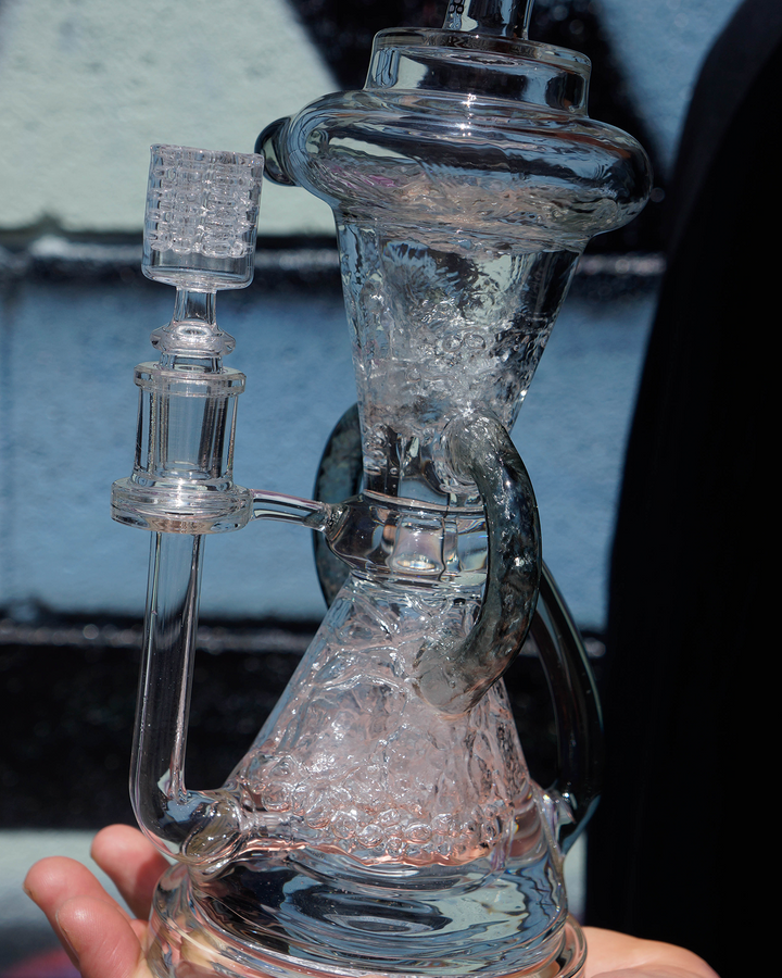 12" AFM Glass Looking Glass Clear Recycler Dab Rig | AFM Smoke