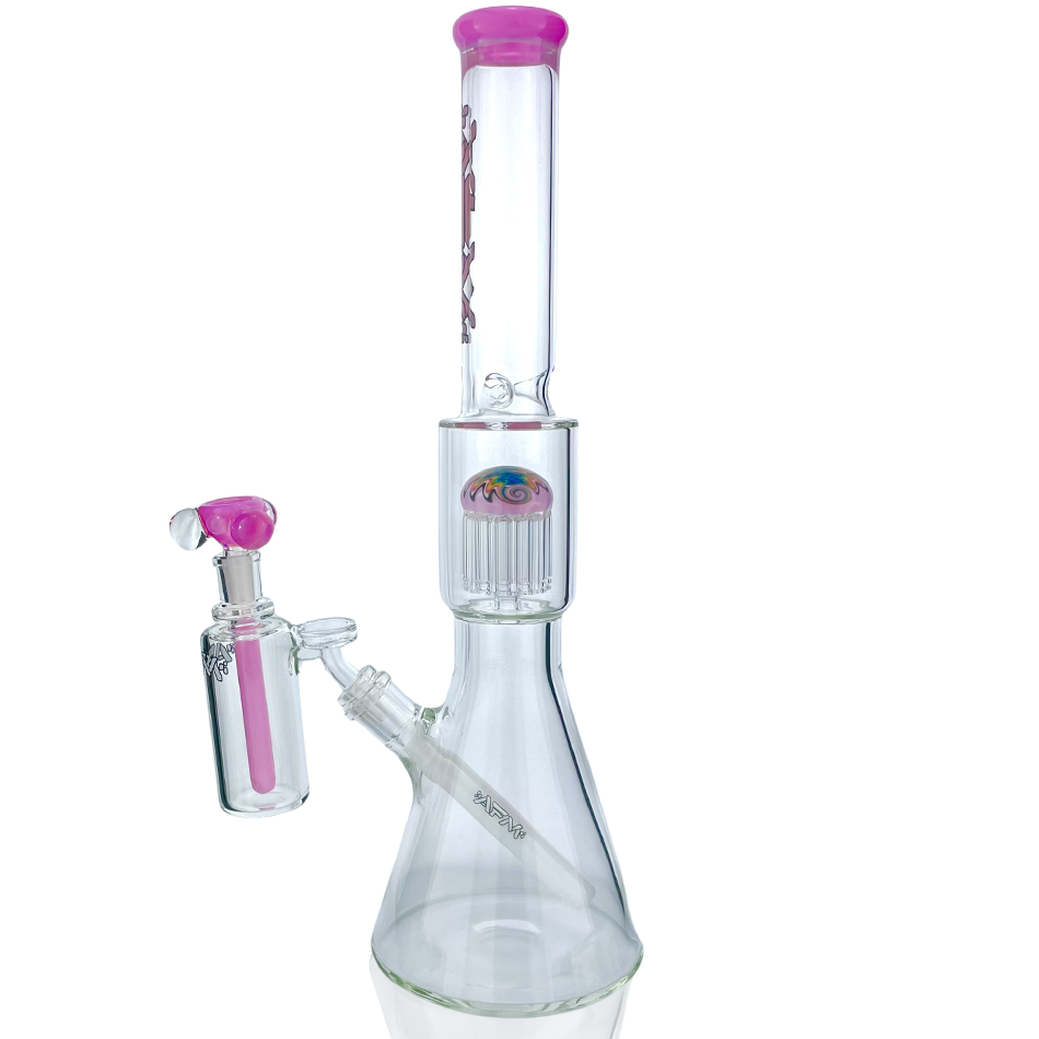 18" AFM Reversal Pink Glass Beaker Bong Bundle | AFM Smoke