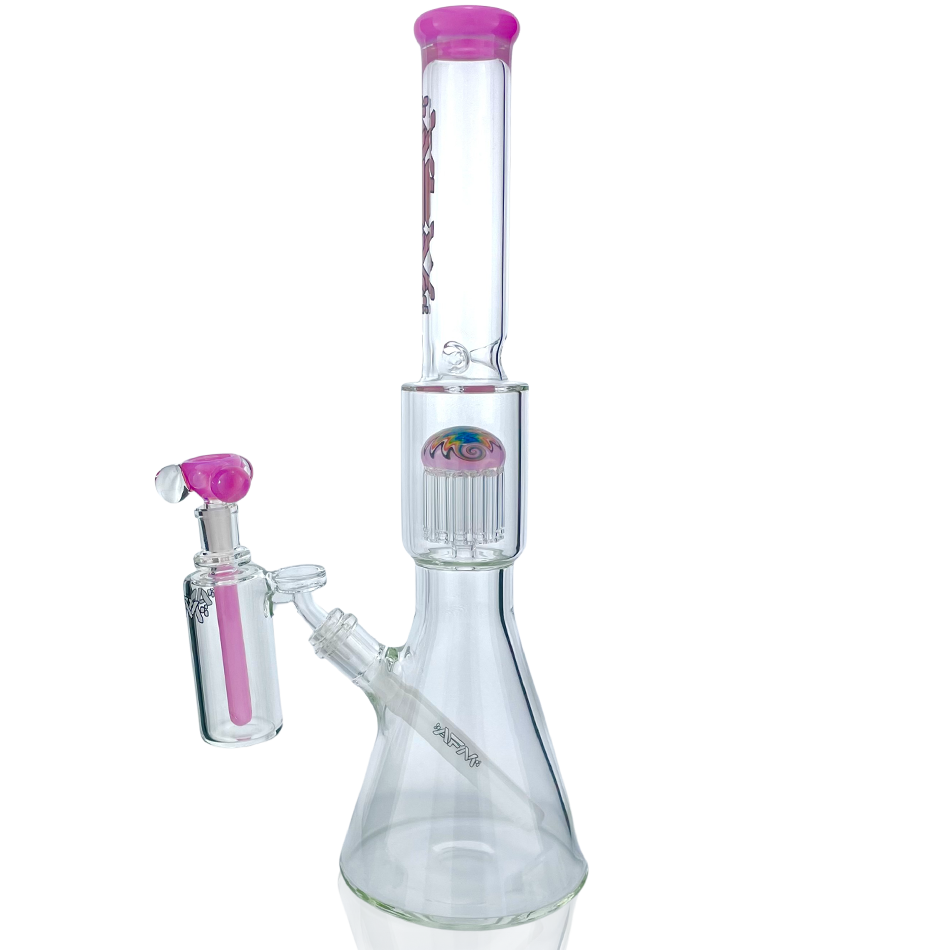 18" Reversal Pink Glass Beaker Bong Bundle