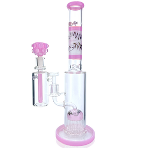 14" AFM Glass Reversal Arm Pink Glass Straight Tube Bong Bundle