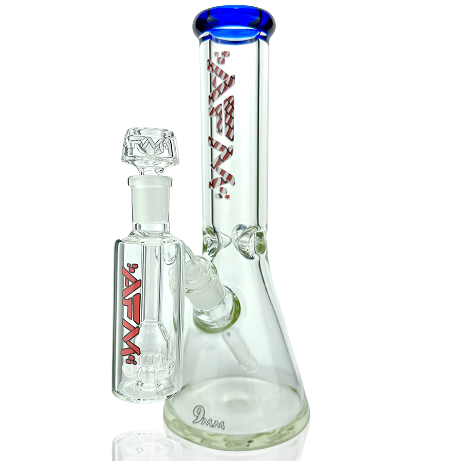 12" AFM Glass Candy Cane 9mm Glass Beaker Bong Set | AFM Smoke