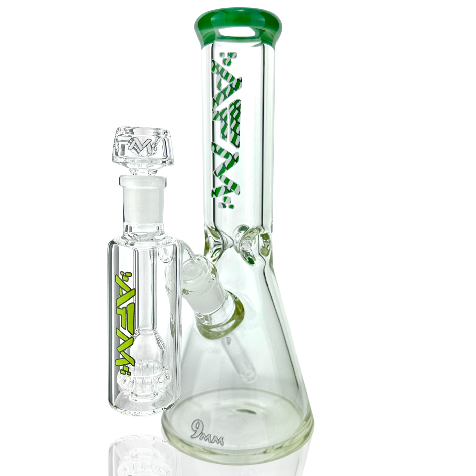 12" AFM Glass Candy Cane 9mm Glass Beaker Bong Set | AFM Smoke