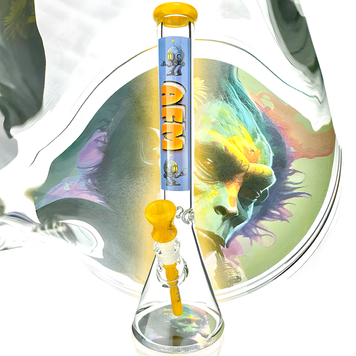18" AFM AI God Sekhmet 9mm Glass Beaker Bong Bundle – With Ash Catcher
