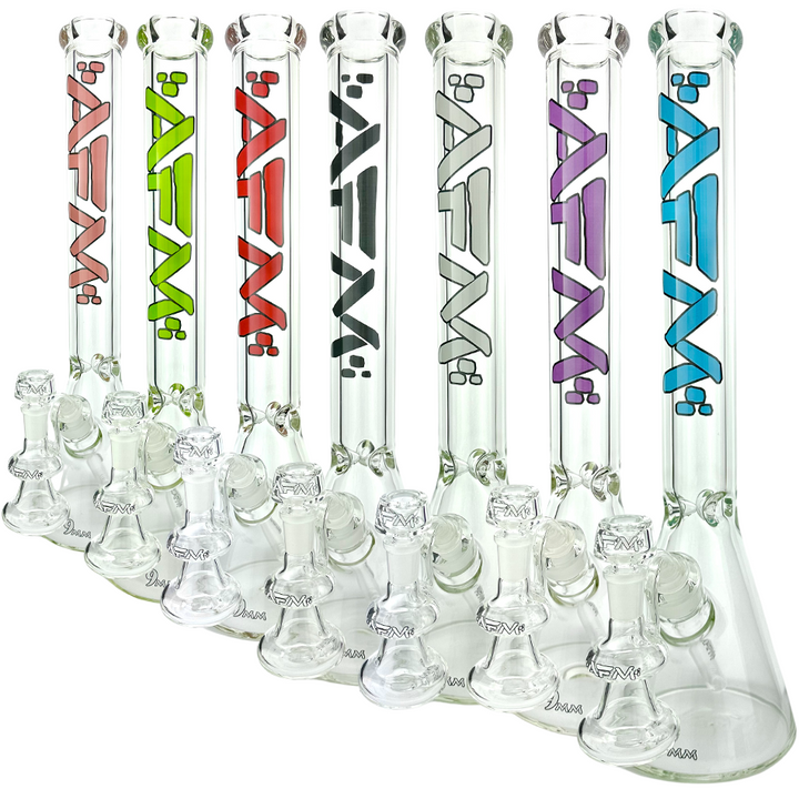 18" AFM Heavy Boi Clear 9mm Glass Beaker Bong Bundle