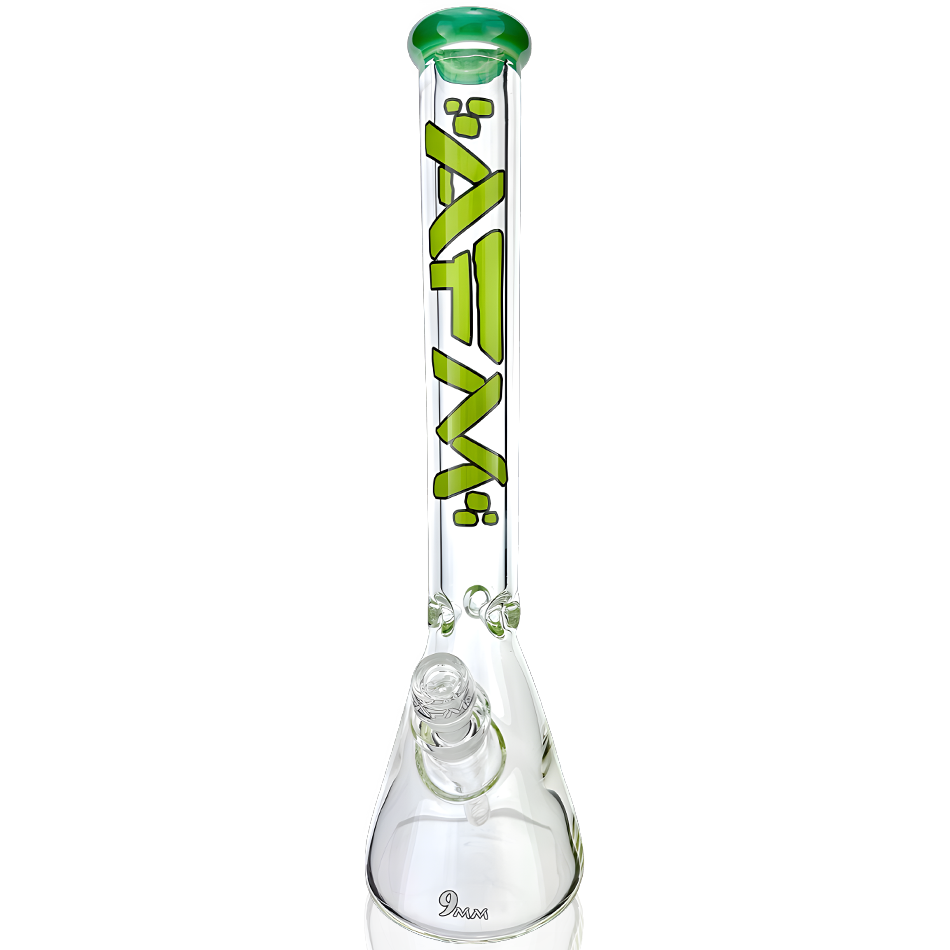 18" AFM Heavy Boi Colored Lip 9mm Glass Beaker Bong | AFM Smoke