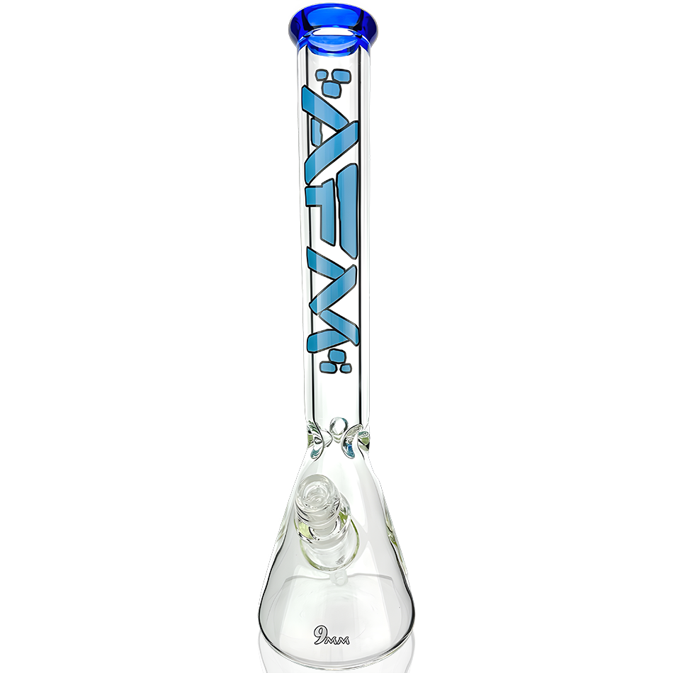 18" AFM Heavy Boi Colored Lip 9mm Glass Beaker Bong | AFM Smoke