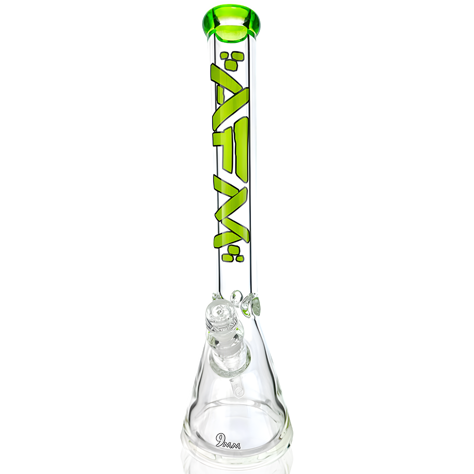 18" AFM Heavy Boi Colored Lip 9mm Glass Beaker Bong | AFM Smoke
