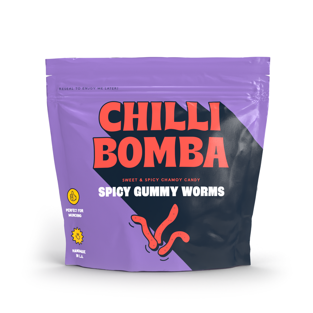 Chilli Bomba Spicy Gummy Worms Chamoy Candy - 8oz | AFM Smoke