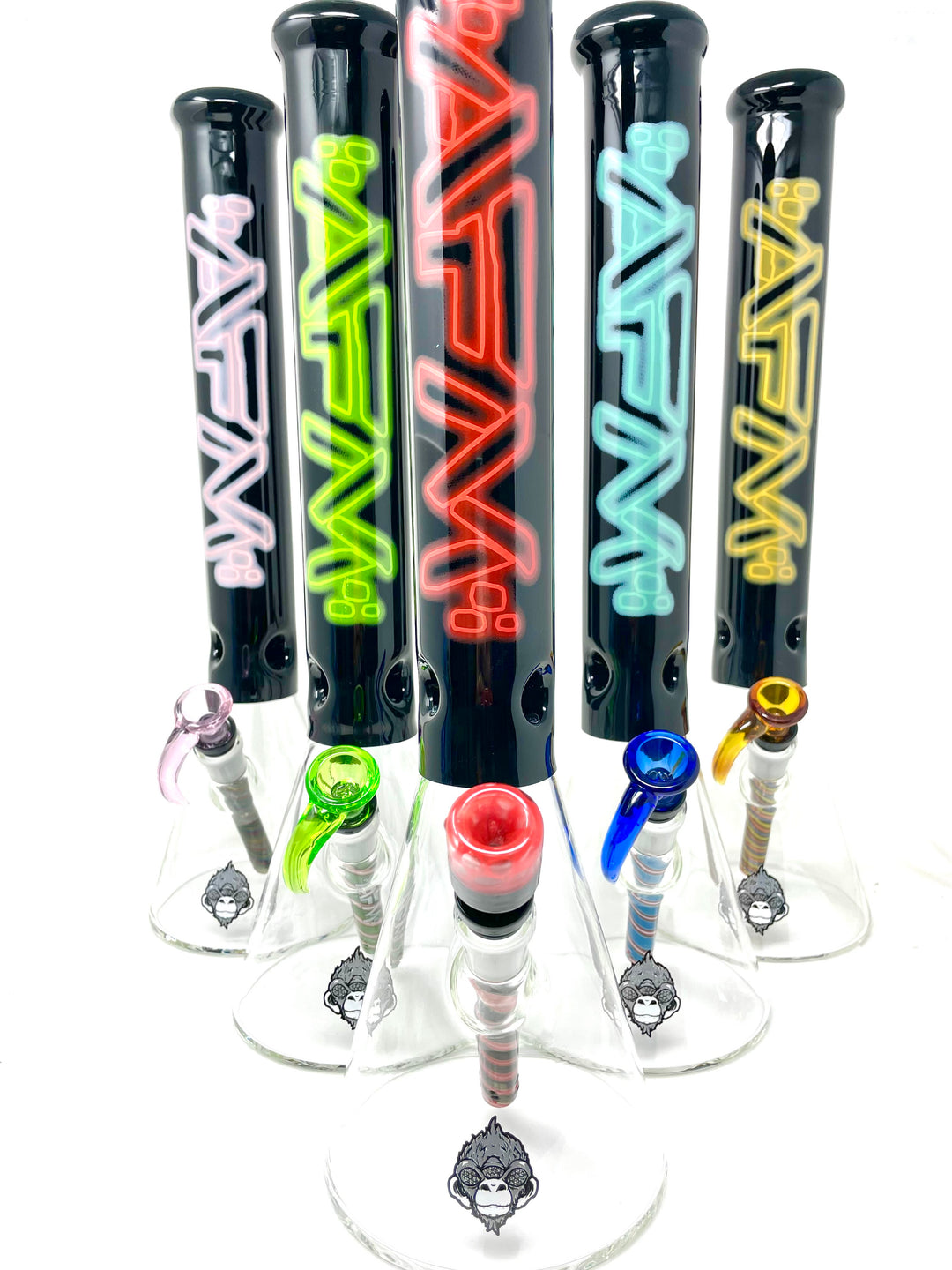 18" AFM Neon Lights Sleeve Glass Beaker Bong