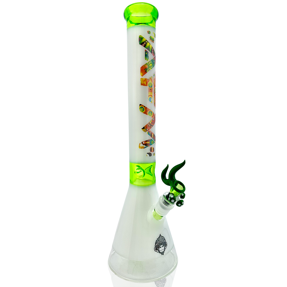 18" AFM Glass Karma Double Color Glass Beaker Bong Bundle