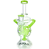 9" AFM Swiss Color Glass Recycler Dab Rig + Quartz Banger & Carb Cap Bundle