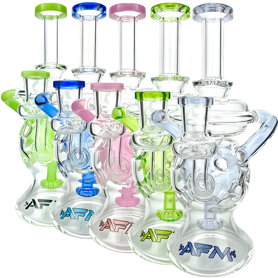 9" AFM Swiss Color Glass Recycler Dab Rig