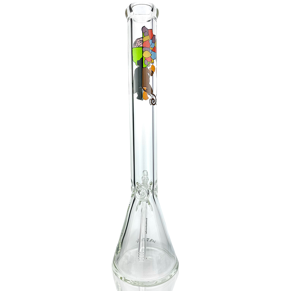 18" Skeletal Clear 9mm Glass Beaker Bong