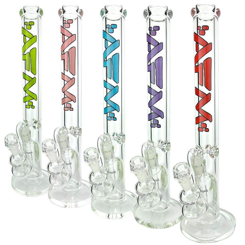 18" AFM Lightbeam Clear Glass 9mm Straight Tube Bong Bundle