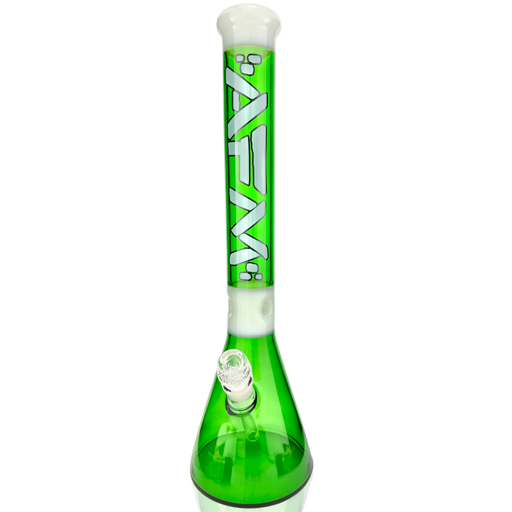 18" AFM Pulsar Color Glass Beaker Bong – Forest Green / Ivory | AFM Smoke