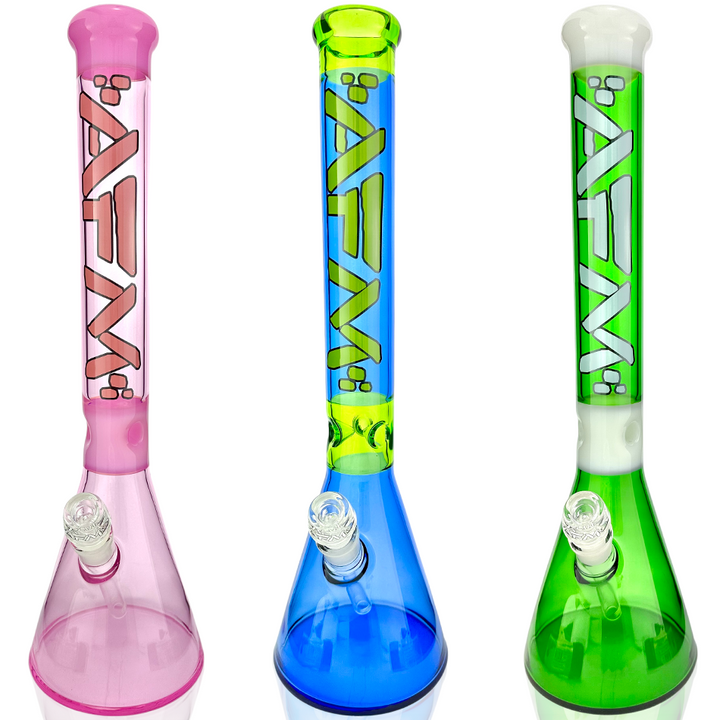 18" AFM Pulsar Color Glass Beaker Bong – Forest Green / Ivory | AFM Smoke