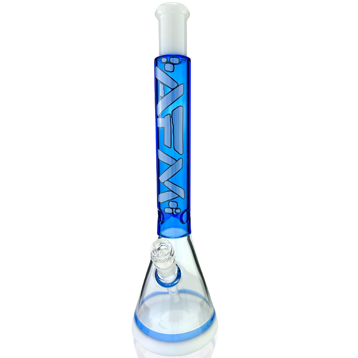 18″ AFM Quasar Color Glass Beaker Bong – White / Blue