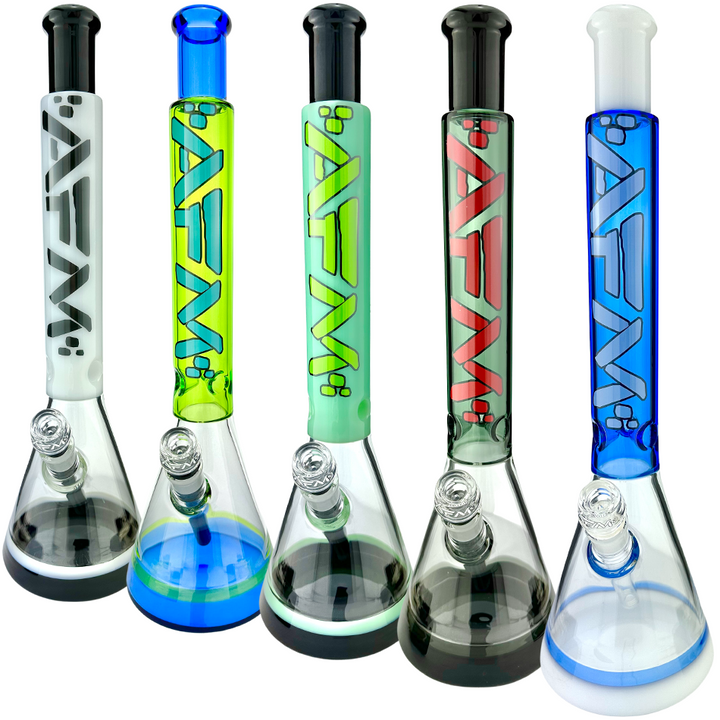 18" AFM Quasar Glass Beaker Bong – Black / White
