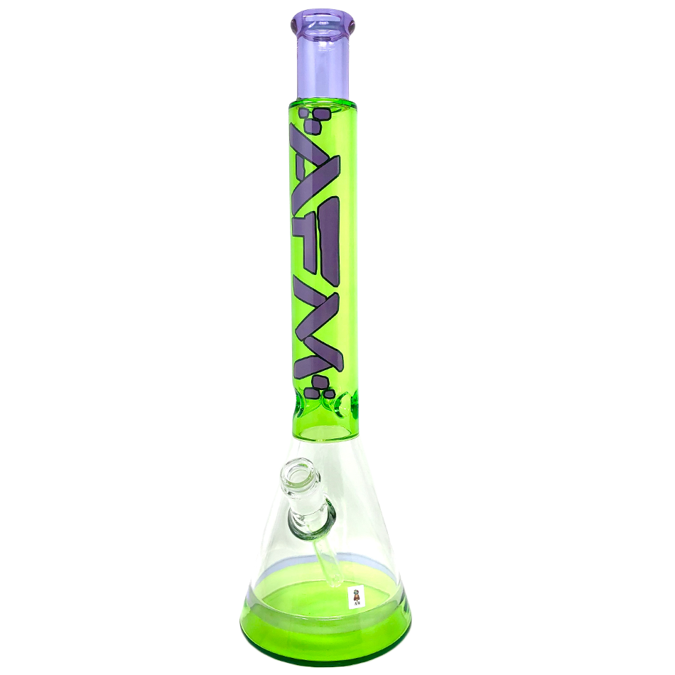 18" AFM Quasar Glass Beaker Bong - Lime/ Purple