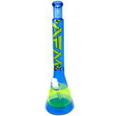 18" AFM Quasar Glass Beaker Bong - Ink Blue/ Lime