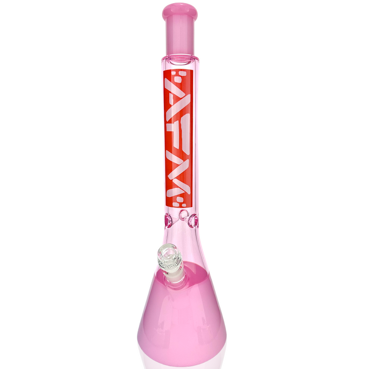 18" AFM Red Label Quasar Color Glass Beaker Bong Pink | AFM Smoke