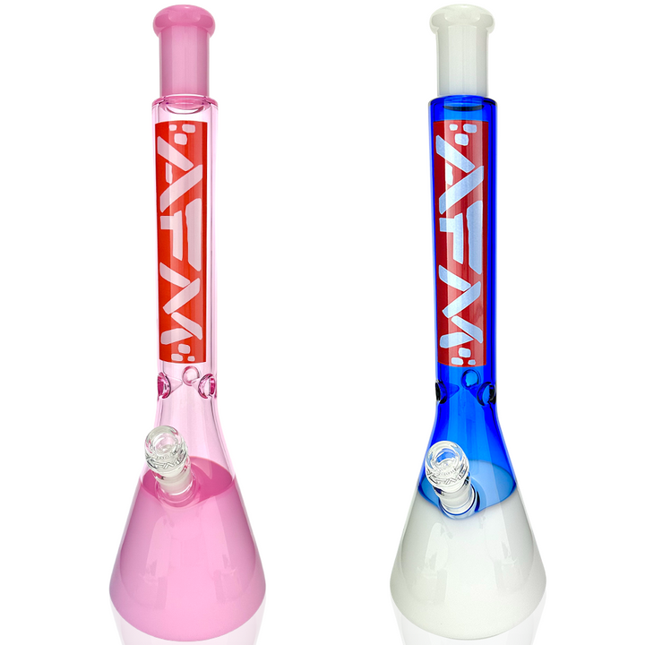 18" AFM Red Label Quasar Color Glass Beaker Bong Pink | AFM Smoke
