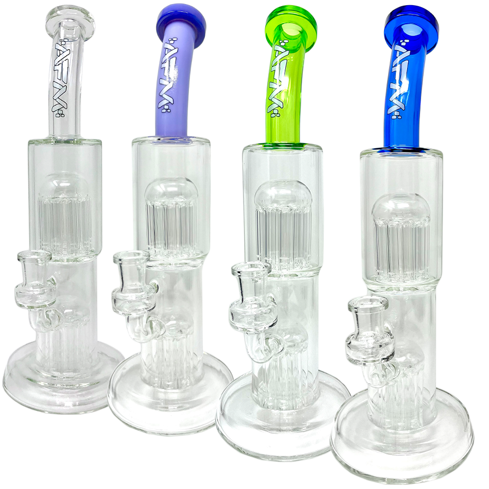 12" Double Cosmos Clear Glass Dab Rig