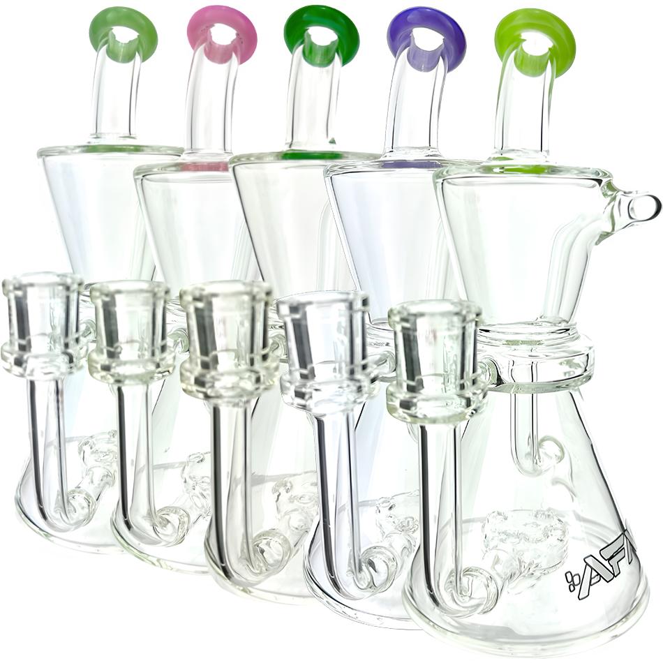 AFM 8.5″ Hour Glass Clear Recycler Dab Rig