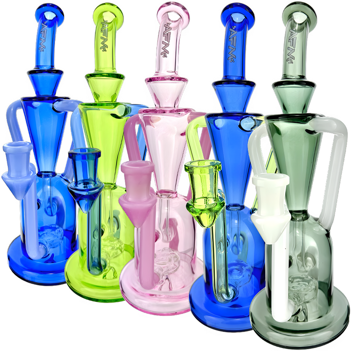 AFM 9″ Poppy Color Glass Recycler Dab Rig | AFM Smoke