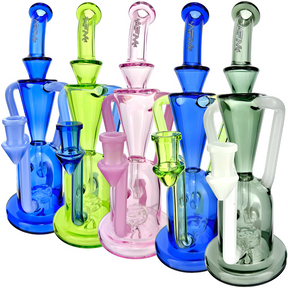 9" Poppy Color Glass Recycler Dab Rig