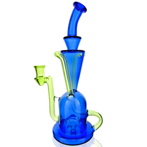 9" Poppy Color Glass Recycler Dab Rig