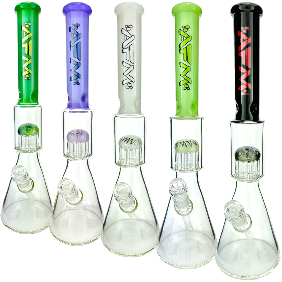 18" AFM Reversal Sleeve Glass Tree Perc Beaker Bong