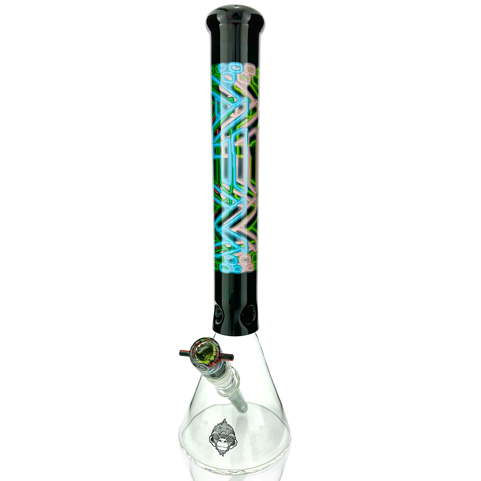 18" Trippy Neon Glass Beaker Bong Bundle