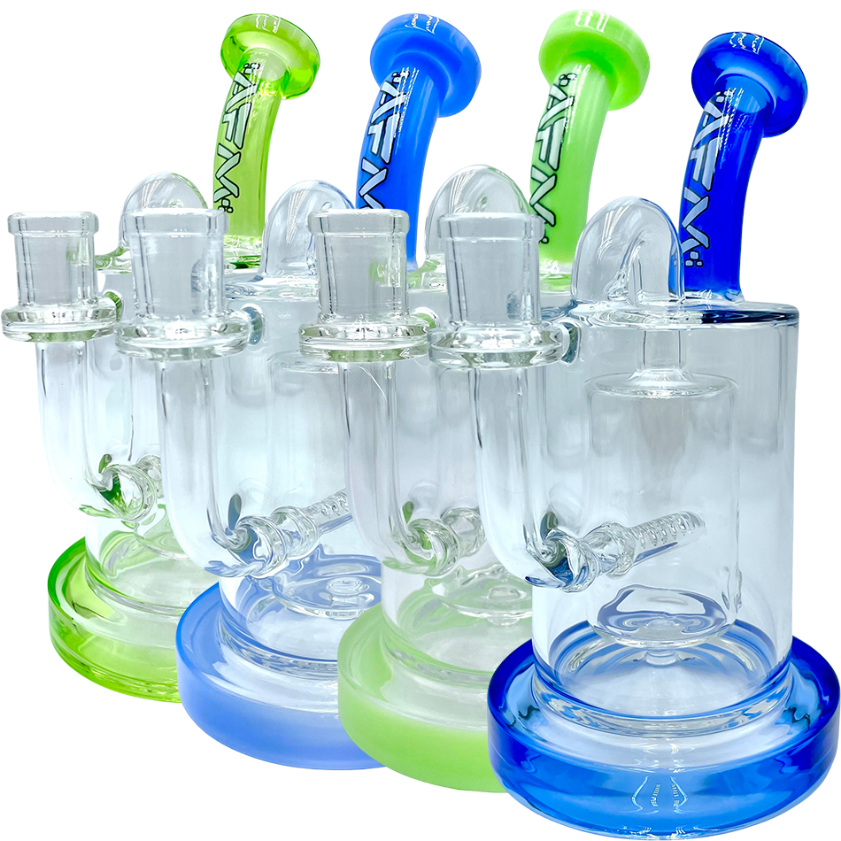 AFM 8″ Pump Color Glass Recycler Dab Rig