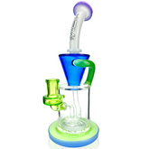 10" AFM Glass Drain Incycler Rainbow Color Glass Dab Rig