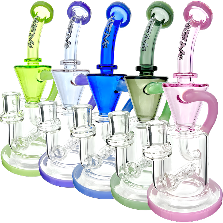 10.5" AFM Glass Drain Recycler Double Color Inline Dab Rig | AFM Smoke