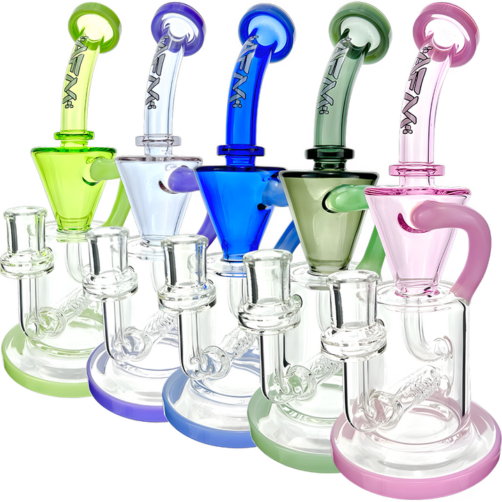 10.5" AFM Glass Drain Recycler Double Color Inline Dab Rig | AFM Smoke