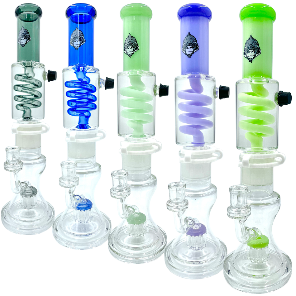 14" AFM Glass Tree Perc Glass Freezable Coil Beaker Bong | AFM Smoke