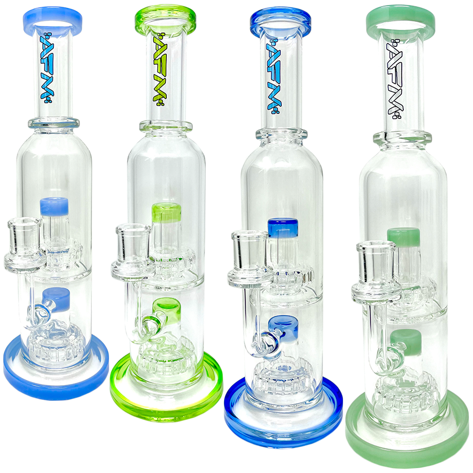 12" AFM Glass Commander Double UFO Perc Glass Rig | AFM Smoke
