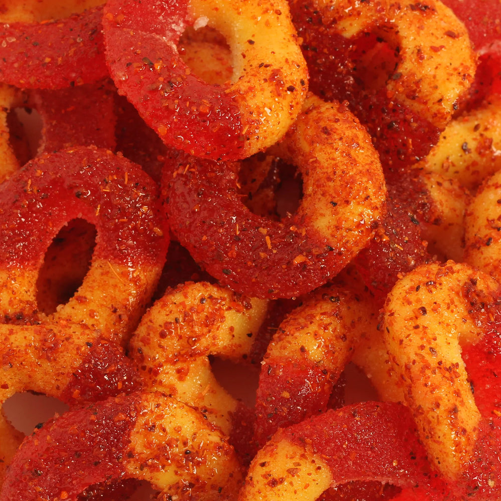 Chilli Bomba Spicy Peach Rings Chili Chamoy Candy 4oz Bag | AFM Smoke